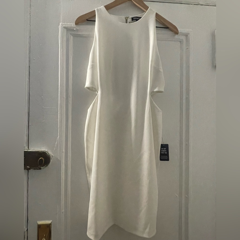 White mini dress with cutouts